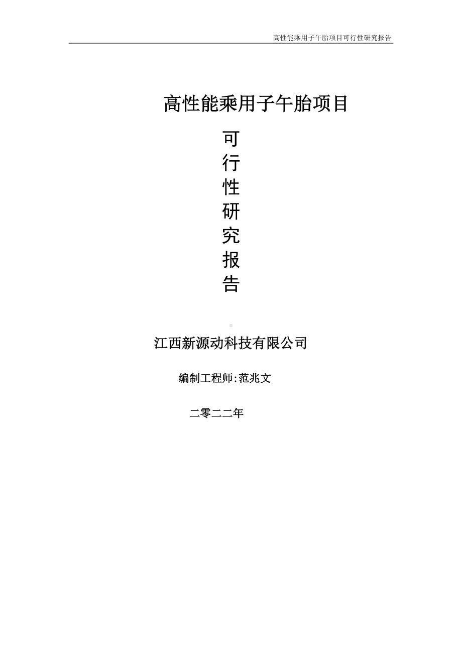 高性能乘用子午胎项目可行性研究报告-申请建议书用可修改样本.doc_第1页