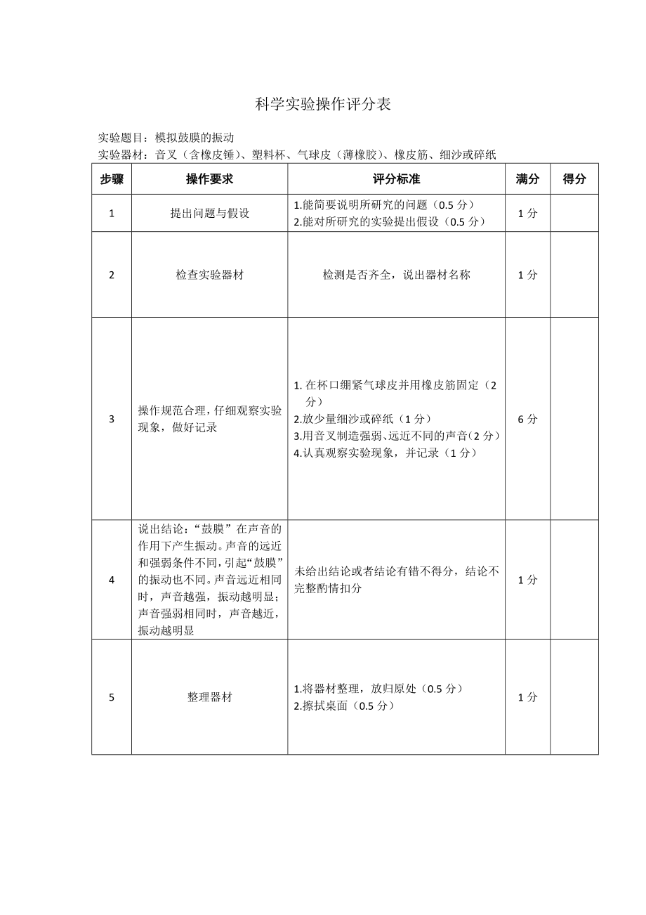 2022教科版四年级上册《科学》实验操作评分表（全册15份）.docx_第3页