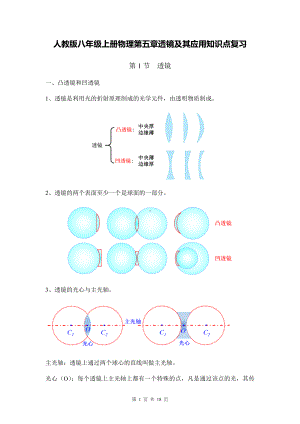 人教版八年级上册物理第五章透镜及其应用知识点复习.docx