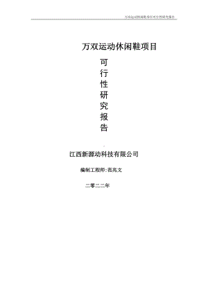 万双运动休闲鞋项目可行性研究报告-申请建议书用可修改样本.doc