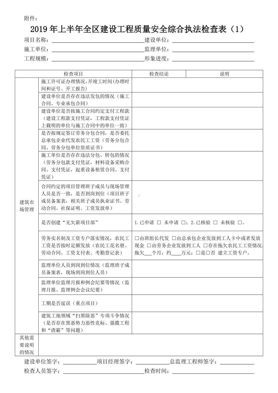 建设工程质量安全综合执法检查表参考模板范本.doc_第1页