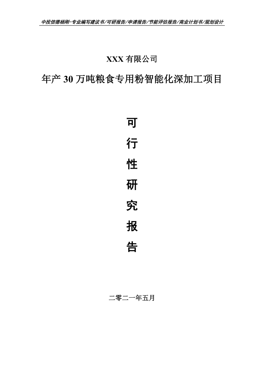 年产30万吨粮食专用粉智能化深加工可行性研究报告申请建议书.doc_第1页