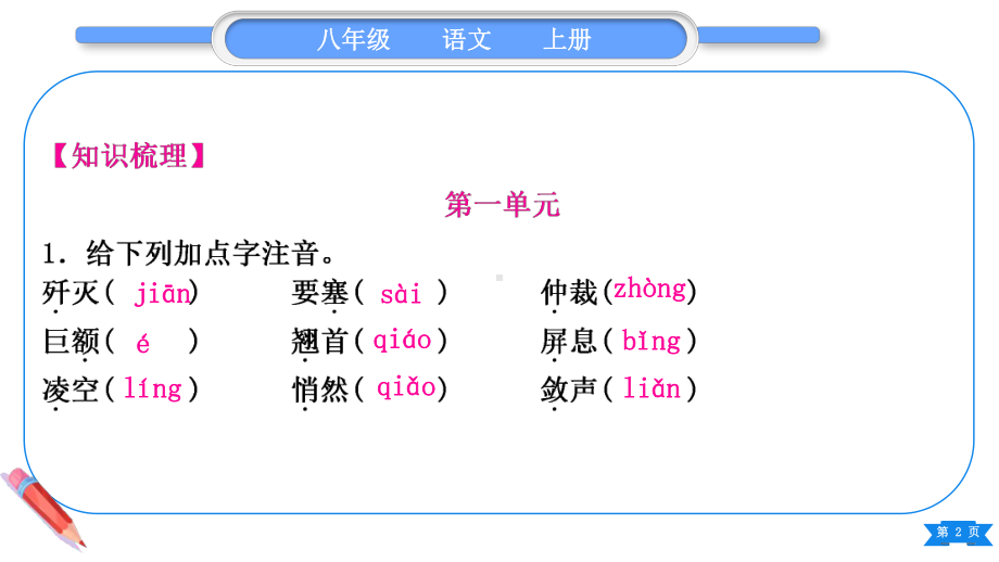 2023（新部编版）语文八年级上册期末复习专题一　字音、字形.ppt_第2页