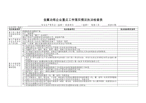 金属冶炼企业重点工作落实情况执法检查表参考模板范本.doc