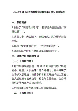 2022年版《义务教育生物课程标准》修订变化梳理.docx