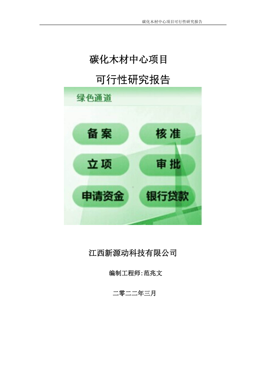 碳化木材中心项目可行性研究报告-申请建议书用可修改样本.doc_第1页