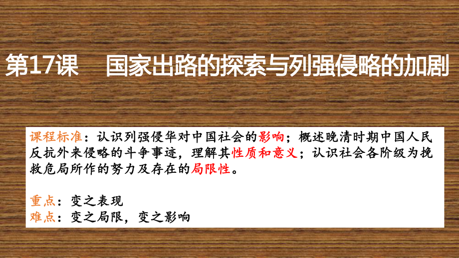 2022年高中统编教材历史培训第17课 国家出路的探索与列强侵略的加剧 课件.pptx_第3页