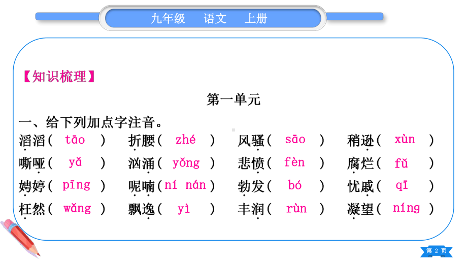 初中语文（新部编版）九年级上册期末复习全套课件（共10个专题）.ppt_第2页