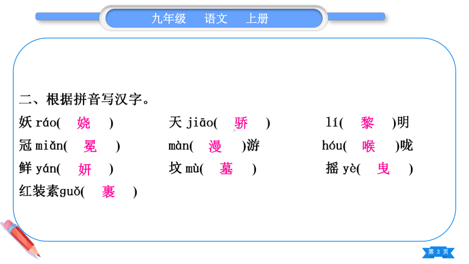 初中语文（新部编版）九年级上册期末复习全套课件（共10个专题）.ppt_第3页