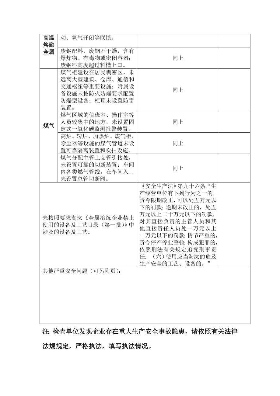 金属冶炼企业执法检查表(安全监管部门)参考模板范本.doc_第3页