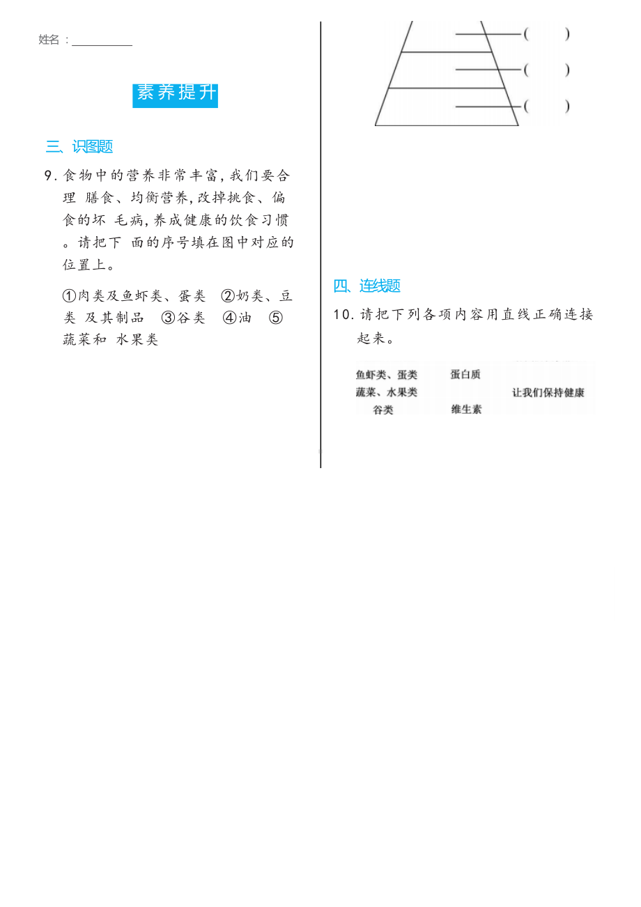 6 营养要均衡双减分层同步练习（含答案）-2022新教科版四年级上册《科学》.docx_第2页