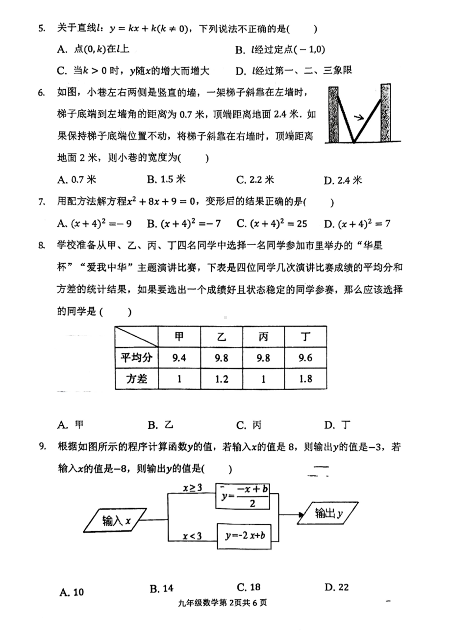 山东省临沂市兰山区临沂第六 2022-2023学年九年级上学期收心考试数学试题.pdf_第2页