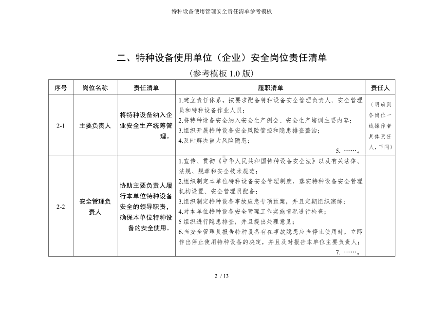 特种设备使用管理安全责任清单参考模板参考模板范本.doc_第2页