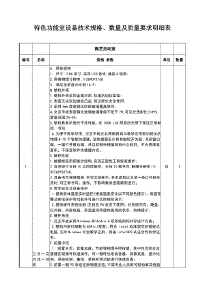 特色功能室设备技术规格、数量及质量要求明细表 (2)参考模板范本.doc