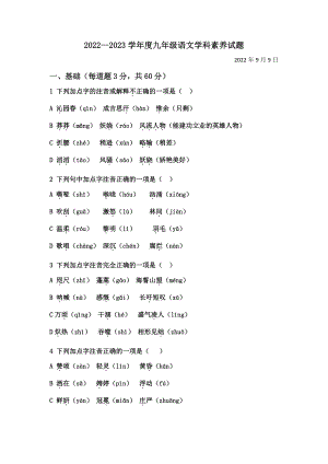 辽宁省沈阳市和平区第一三四 2022-2023学年九年级上学期开学测试语文试题.pdf