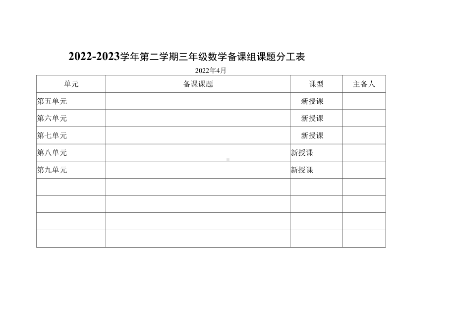 电子备课 分工表（表三）模板.docx_第1页