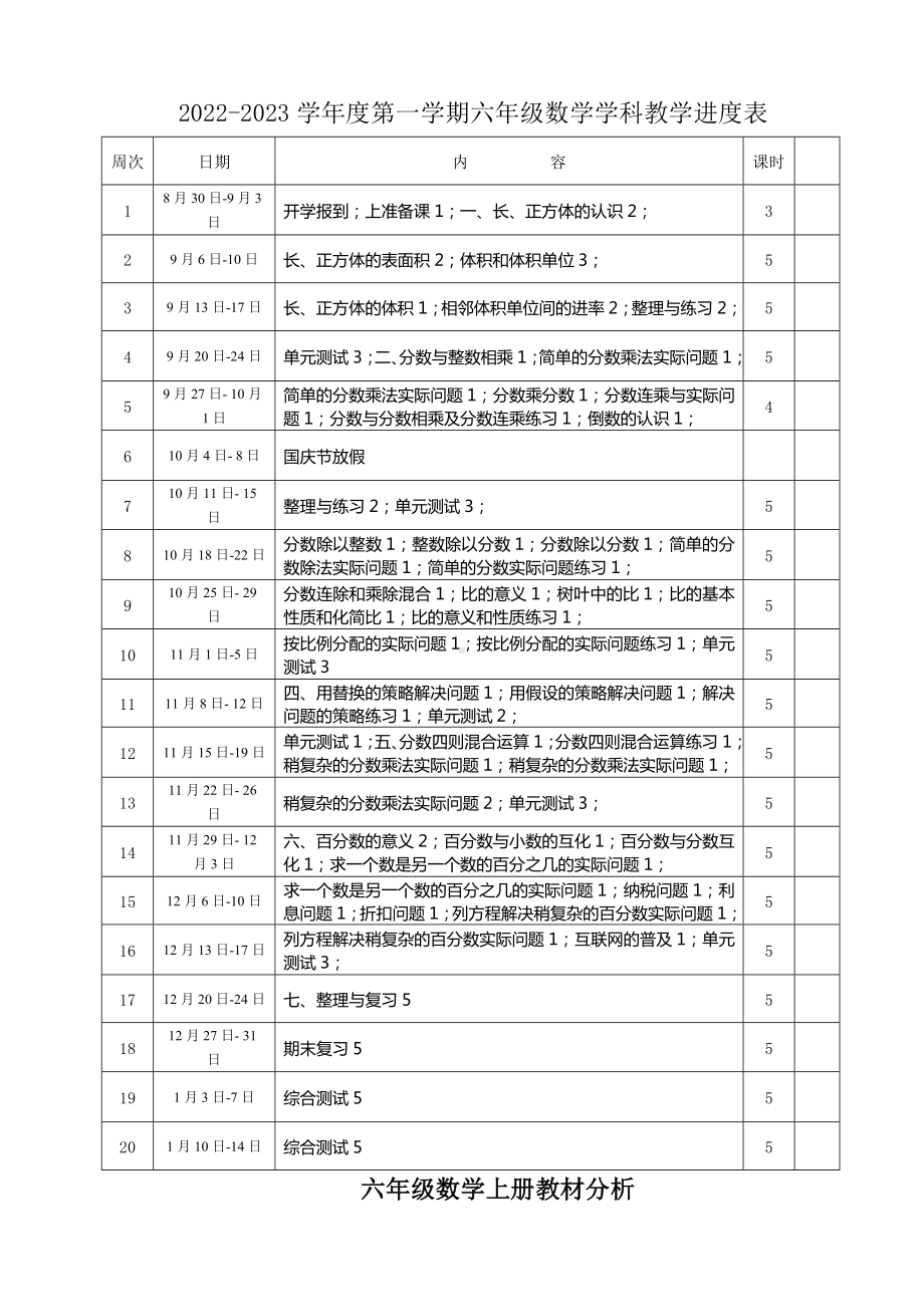 金坛区苏教版六年级数学上册教材分析及全册教案（共58课时）.doc_第1页