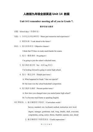 人教版九年级全册英语Unit 14 教案.docx