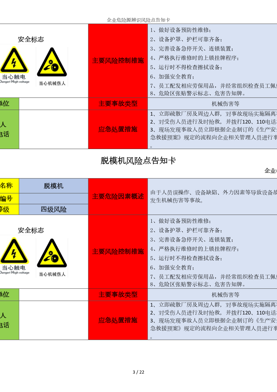 企业危险源辨识风险点告知卡参考范本.doc_第3页