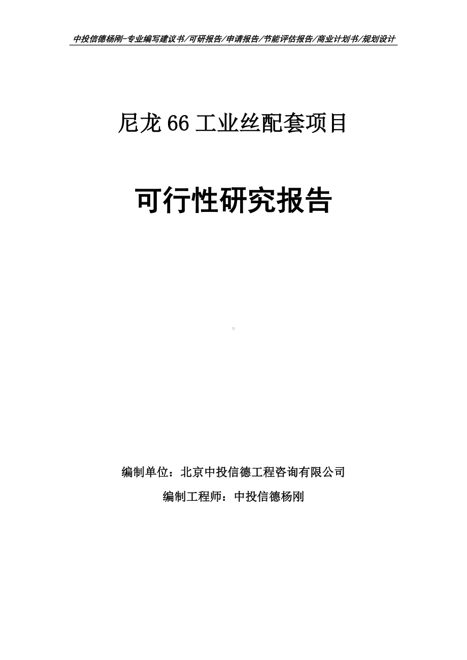 尼龙66工业丝配套项目可行性研究报告申请立项.doc_第1页