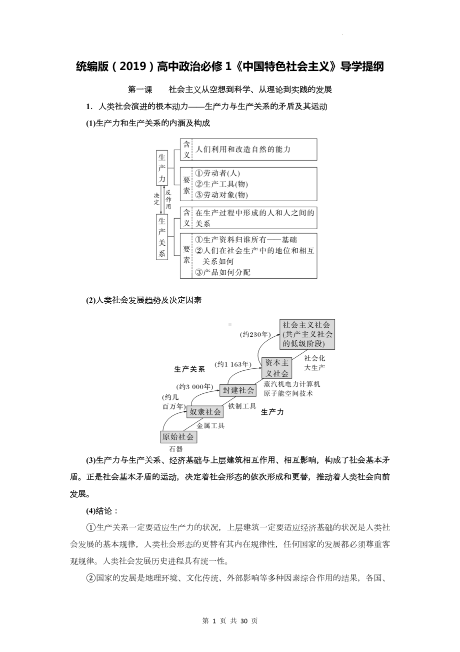 统编版（2019）高中政治必修1《中国特色社会主义》导学提纲.docx_第1页