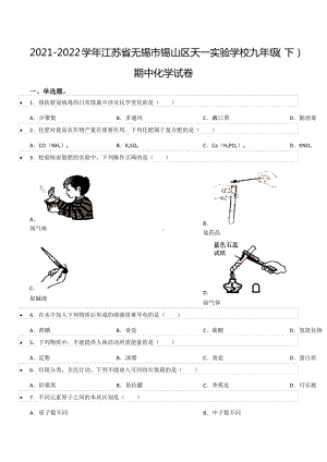 2021-2022学年江苏省无锡市锡山区天一实验 九年级（下）期中化学试卷.docx