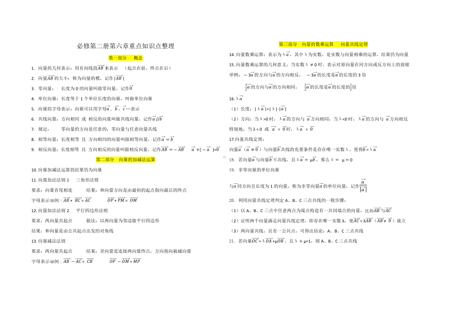 2022新人教A版（2019）《高中数学》必修第二册第六章知识点整理.docx_第1页