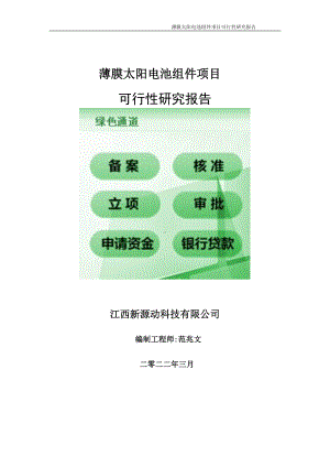 薄膜太阳电池组件项目可行性研究报告-申请建议书用可修改样本.doc