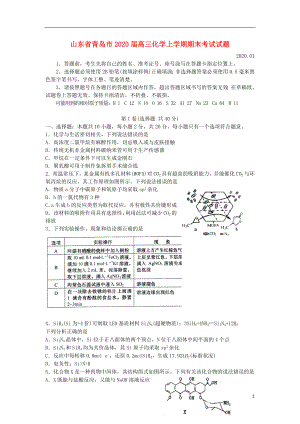 山东省青岛市2020届高三化学上学期期末考试试题.doc