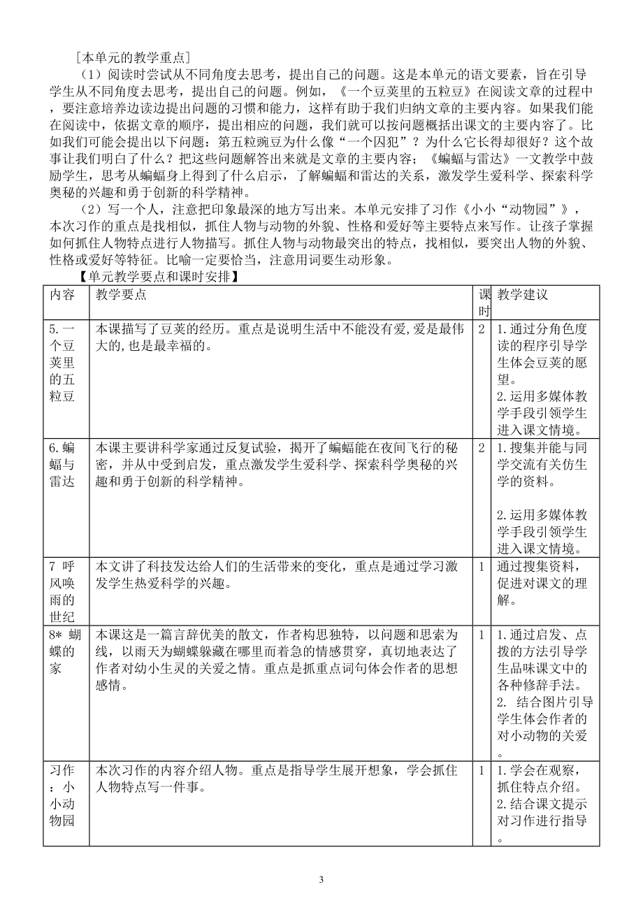 小学语文部编版四年级上册全册教师备课参考（单元内容总述+单元教学要点和课时安排）.doc_第3页