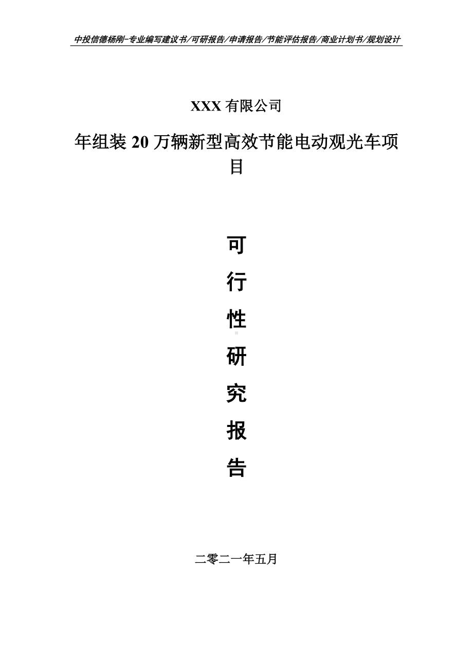 年组装20万辆新型高效节能电动观光车可行性研究报告建议书.doc_第1页