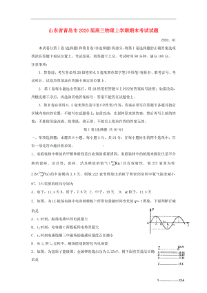 山东省青岛市2020届高三物理上学期期末考试试题.doc