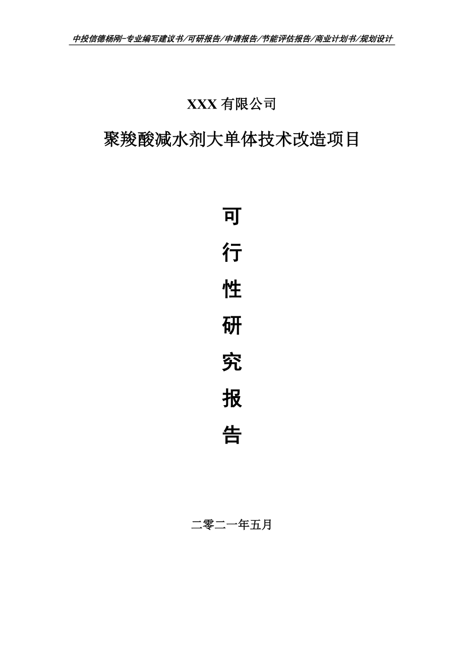 聚羧酸减水剂大单体技术改造申请备案可行性研究报告.doc_第1页