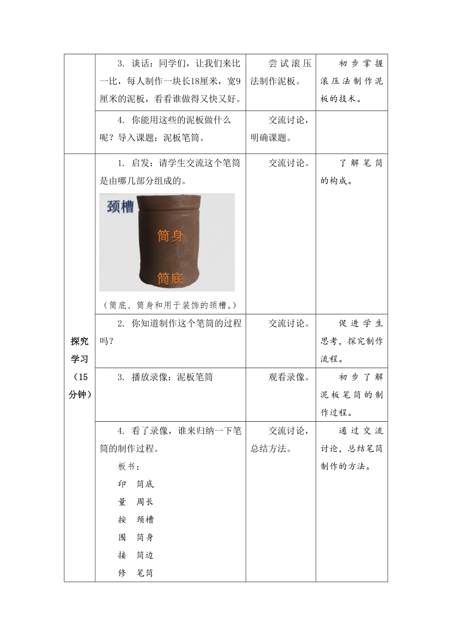 金坛区苏科版四年级上册劳动《08泥板笔筒》教案（定稿）.docx_第2页