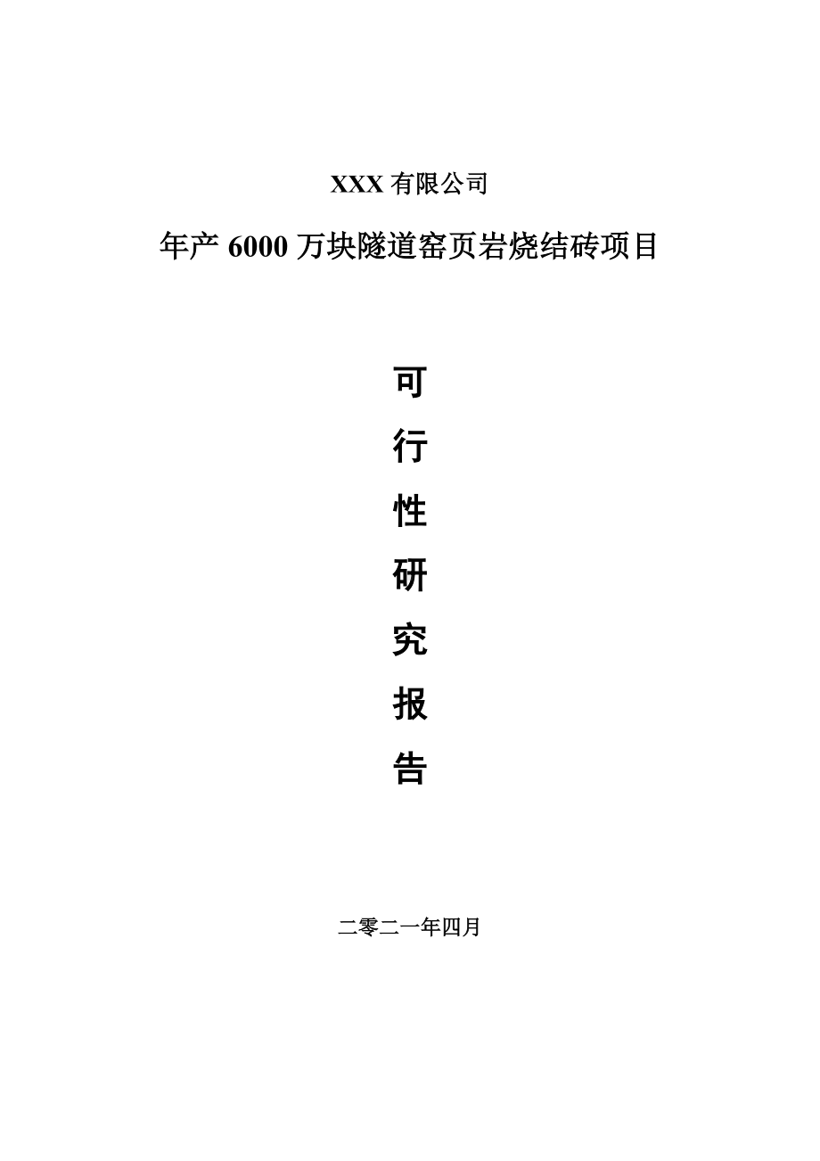 年产6000万块隧道窑页岩烧结砖可行性研究报告申请报告.doc_第1页