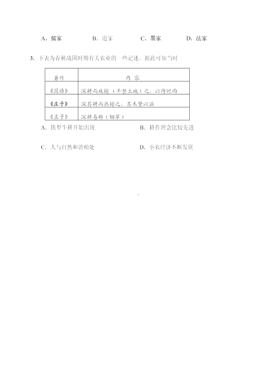 山东省威海市2020届高考历史4月模拟考试一模试题.doc_第2页