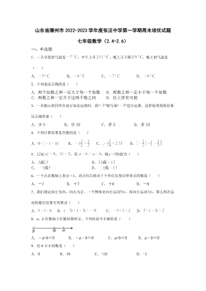 山东省枣庄市滕州市张汪 2022-2023学年七年级上学期周末培优试题 数学.docx