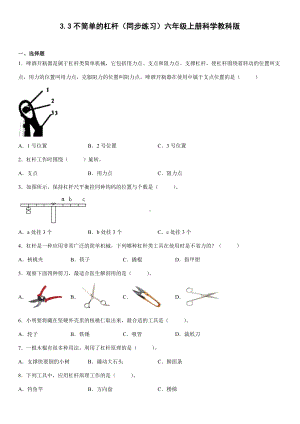 3.3不简单的杠杆（同步练习）(2)-2022新教科版六年级上册《科学》.docx