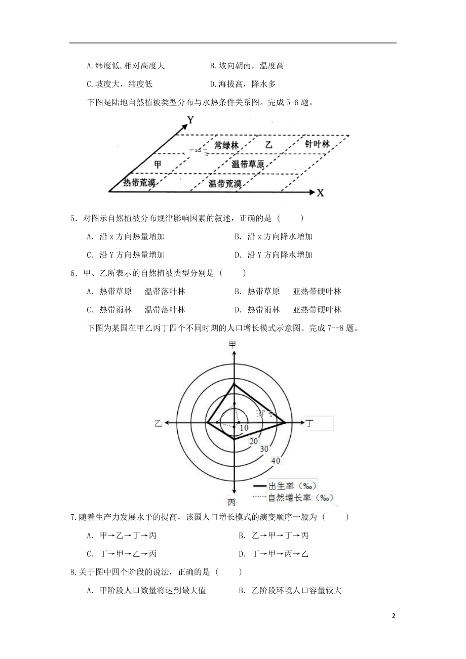 山西省芮城县2019-2020学年高一地理3月线上月考试题.doc_第2页