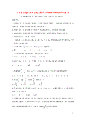 山西省运城市2020届高三数学上学期期末调研测试试题理.doc