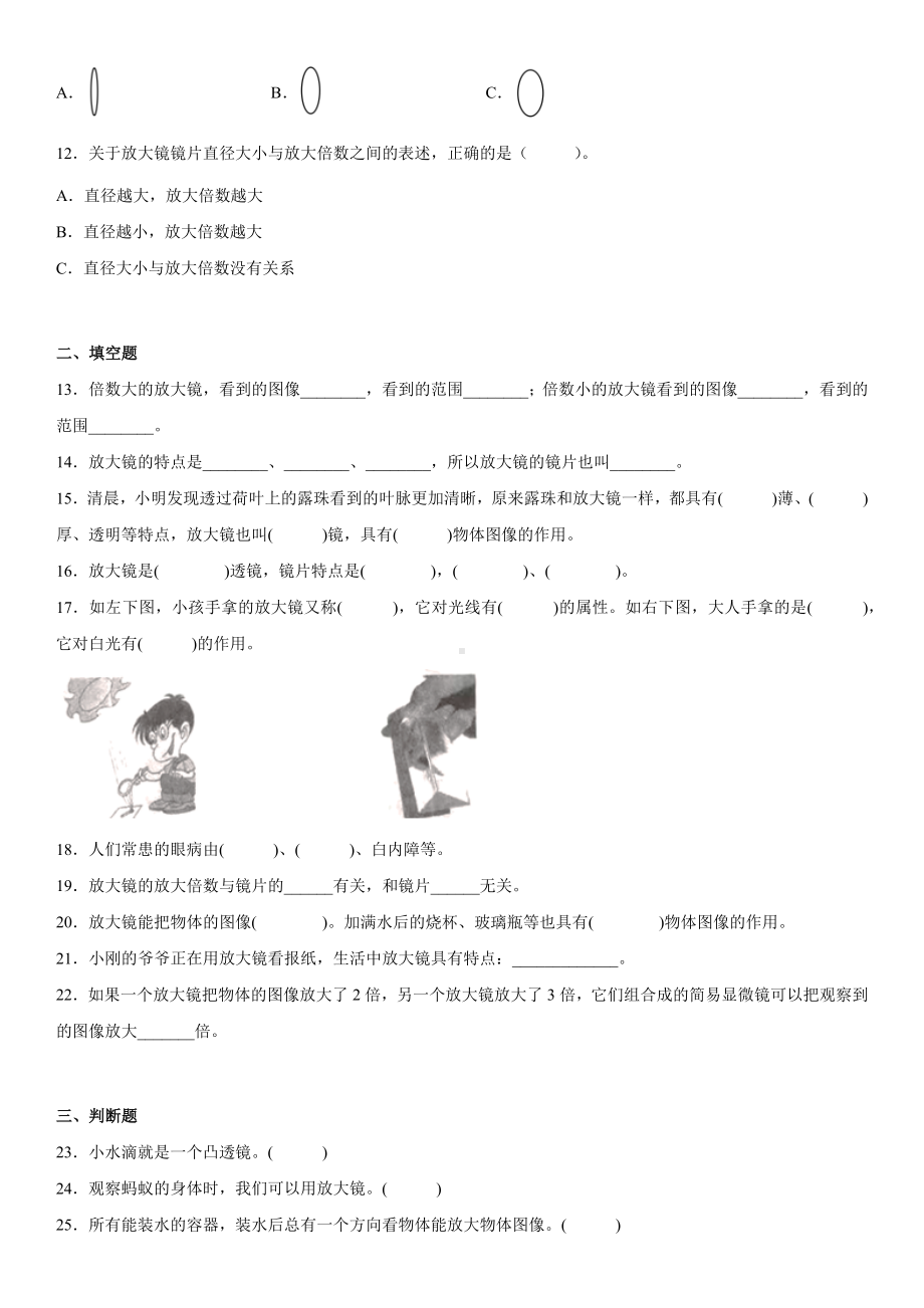 1.1放大镜（同步练习）(2)-2022新教科版六年级上册《科学》.docx_第2页