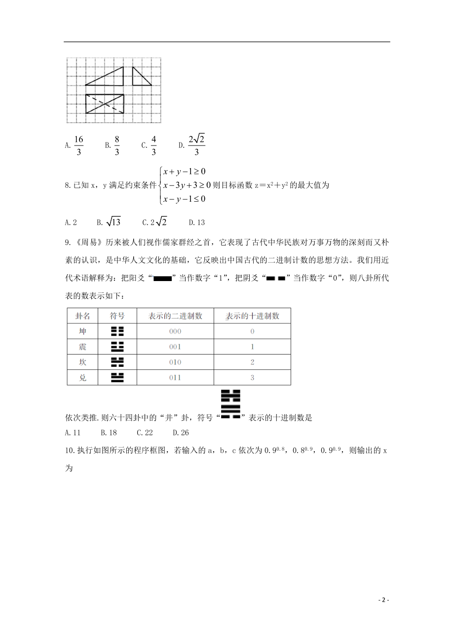 山西省长治市2020届高三数学3月在线综合测试试题文.doc_第2页