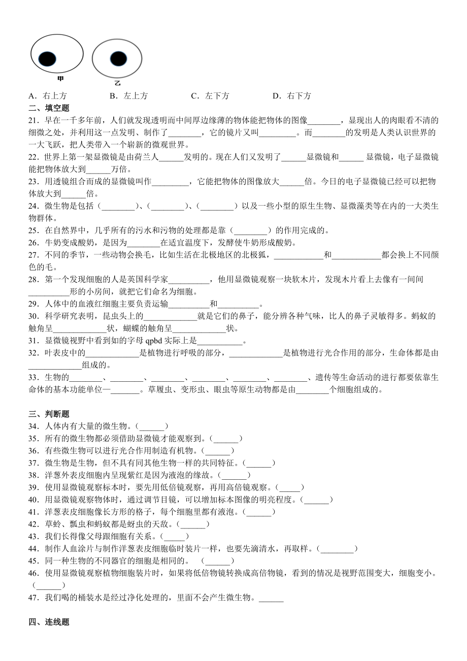 2022新教科版六年级上册《科学》期中测试卷（试题）.docx_第3页