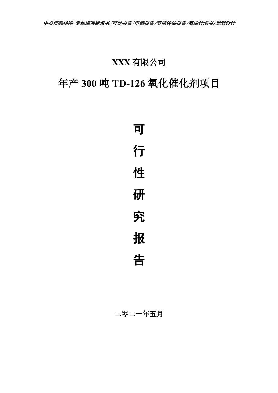 年产300吨TD-126氧化催化剂项目可行性研究报告建议书.doc_第1页