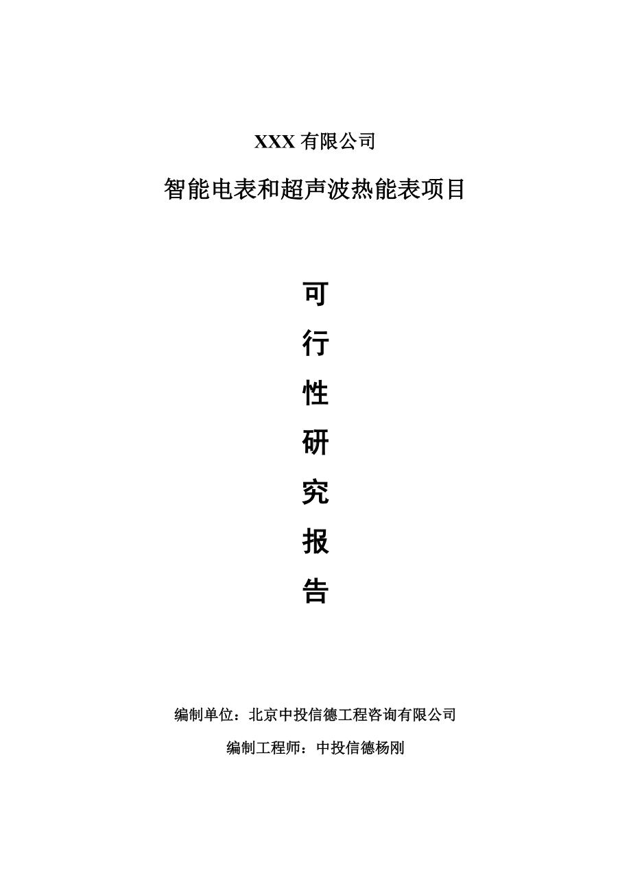 智能电表和超声波热能表项目可行性研究报告申请建议书.doc_第1页