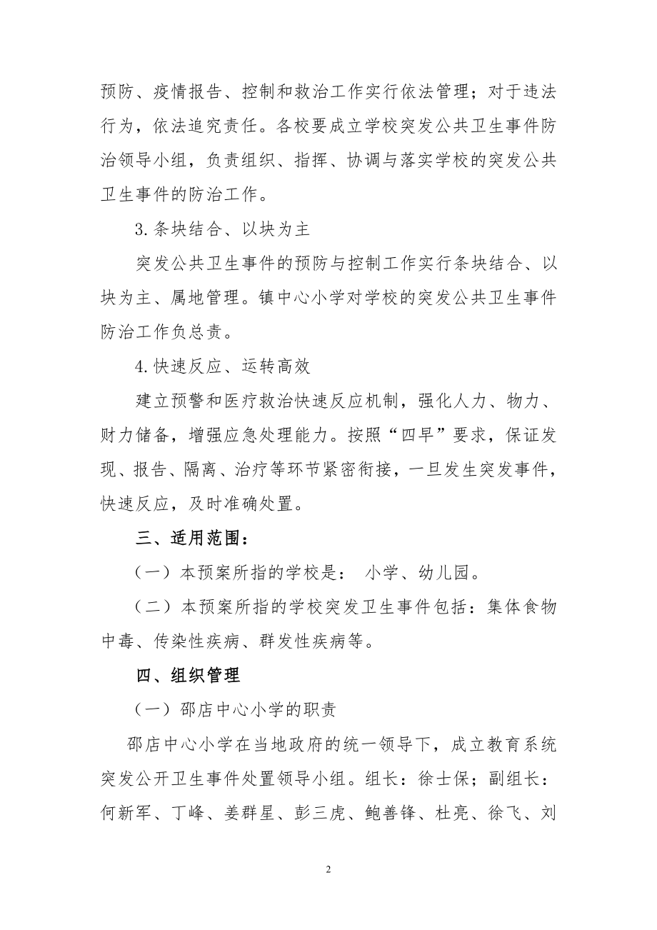 小学突发公共卫生事件应急预案参考模板范本.doc_第2页