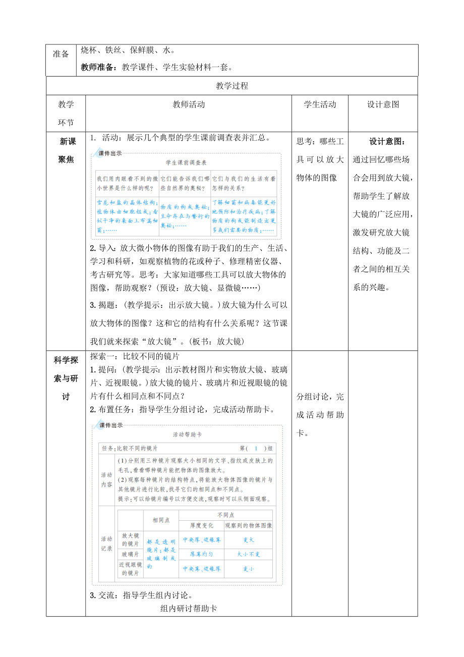 教科版科学六年级上册1-1 放大镜 教学设计.doc_第2页