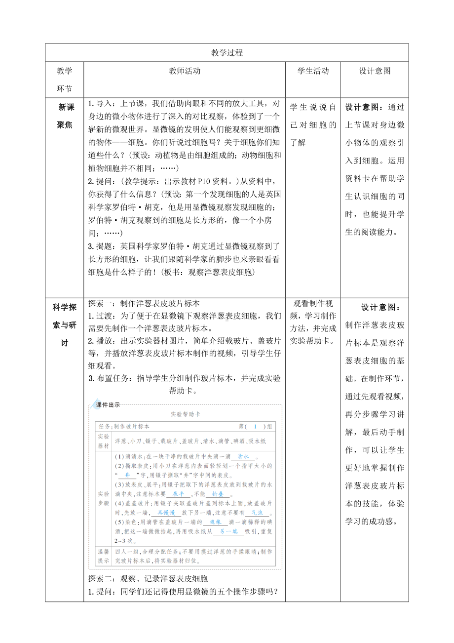 教科版科学六年级上册1-4 观察洋葱表皮细胞 教学设计.doc_第2页