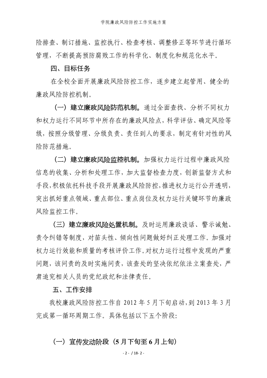 学院廉政风险防控工作实施方案参考模板范本.doc_第2页