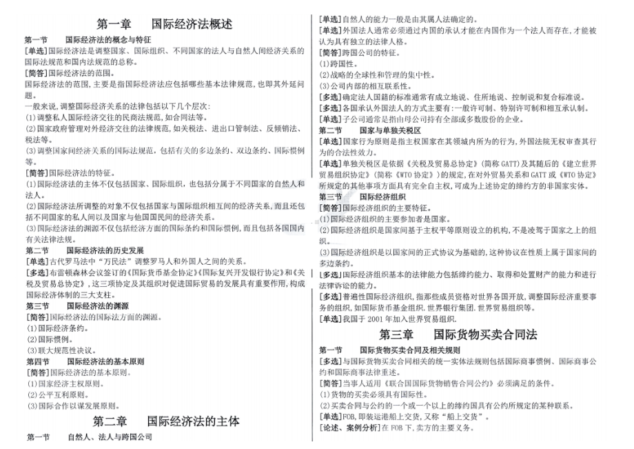 自考00246国际经济法概论高频考点串讲精华资料汇总.docx_第1页